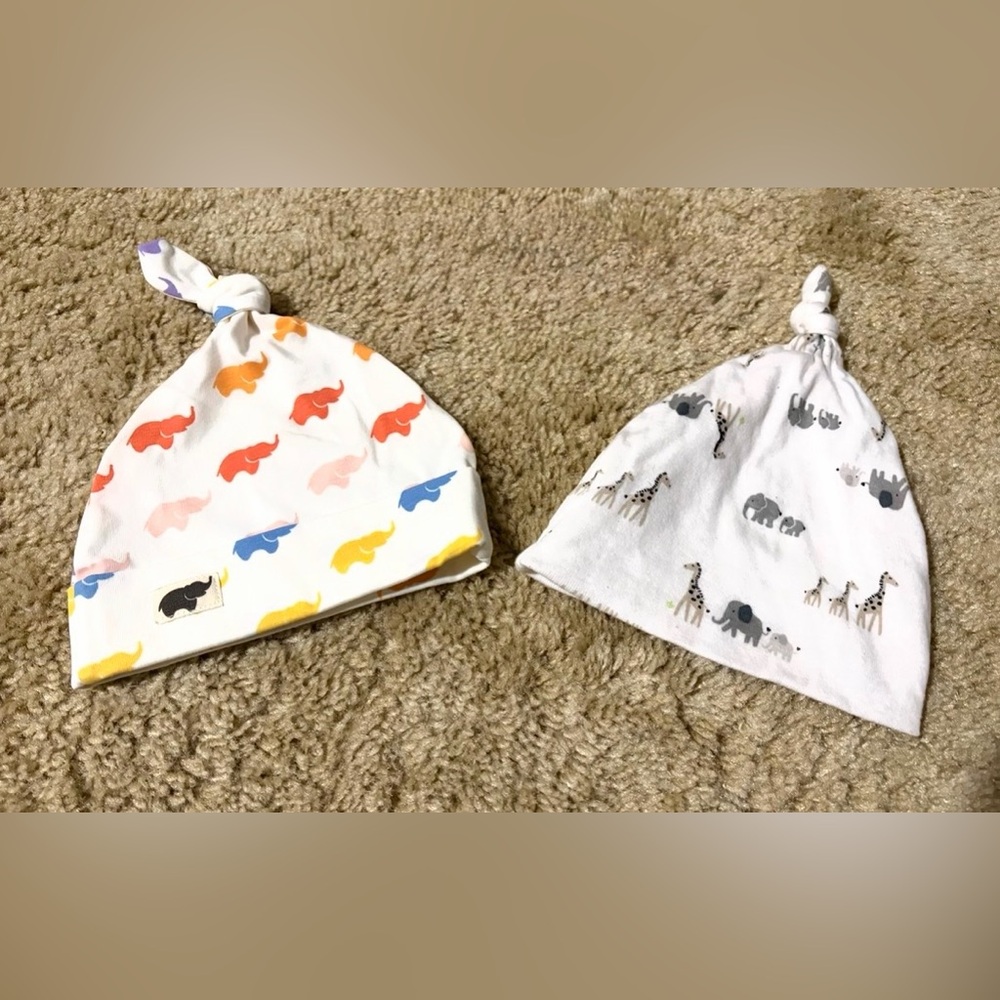 Set of 2 Elephant Design Newborn Hats